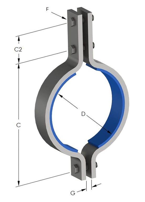 1AG200.png Image of Pipe Hanger Rigid Pipe Clamp Anchorage Insulated 3 Bolt  AG200