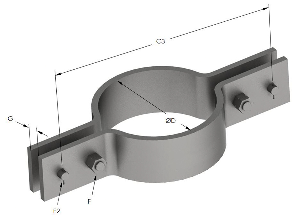 1AG220.png Image of Pipe Hanger Rigid Pipe Clamp Anchorage Low Temp Riser Pipe Support AG220