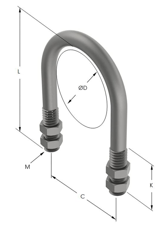 1AG475.png Image of Pipe Guide Rigid Anchorage U-bolt Guide for HDPE Pipe AG475 