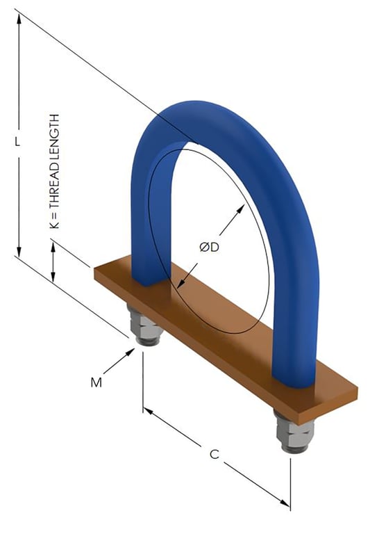 1AG515.png Image of Pipe Guide Rigid Anchorage U-bolt Insulated for HDPE AG515