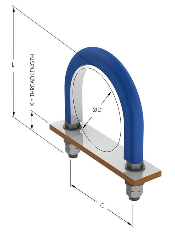 1AG530.png Image of Pipe Guide Rigid Anchorage U-bolt Teflon Insulated AG530