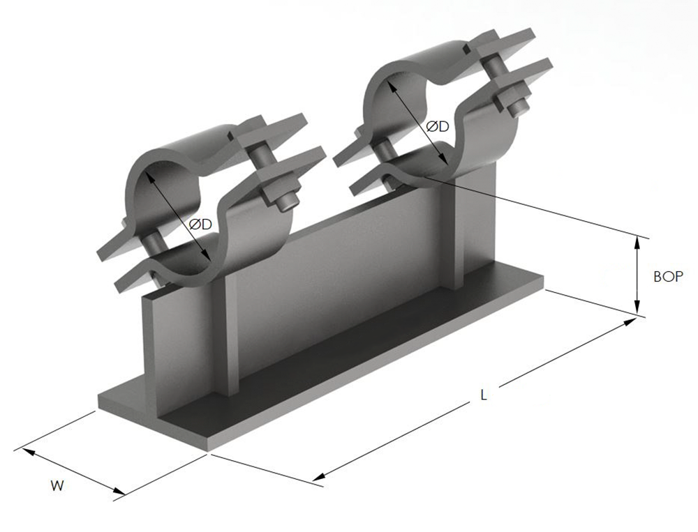 1AG560.png Image of Pipe Shoe Rigid Anchorage Double Pipe Clamp Anchorage AG560
