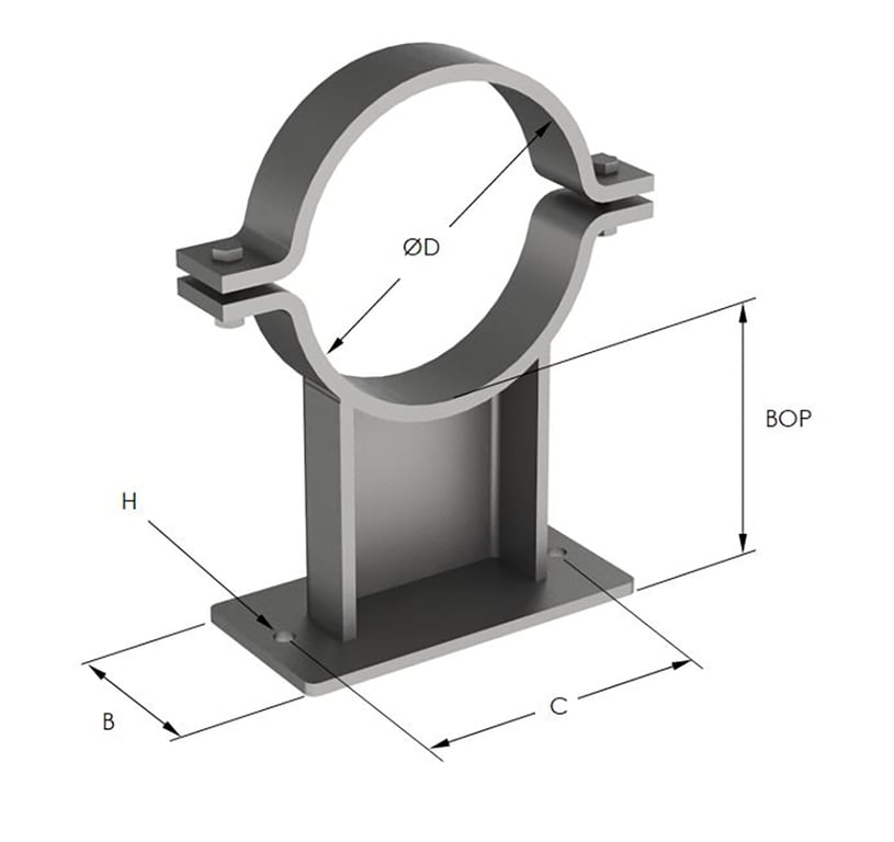 1AG565.png Image of Pipe Shoe Rigid Anchorage Compact Single Pipe Clamp Support AG565