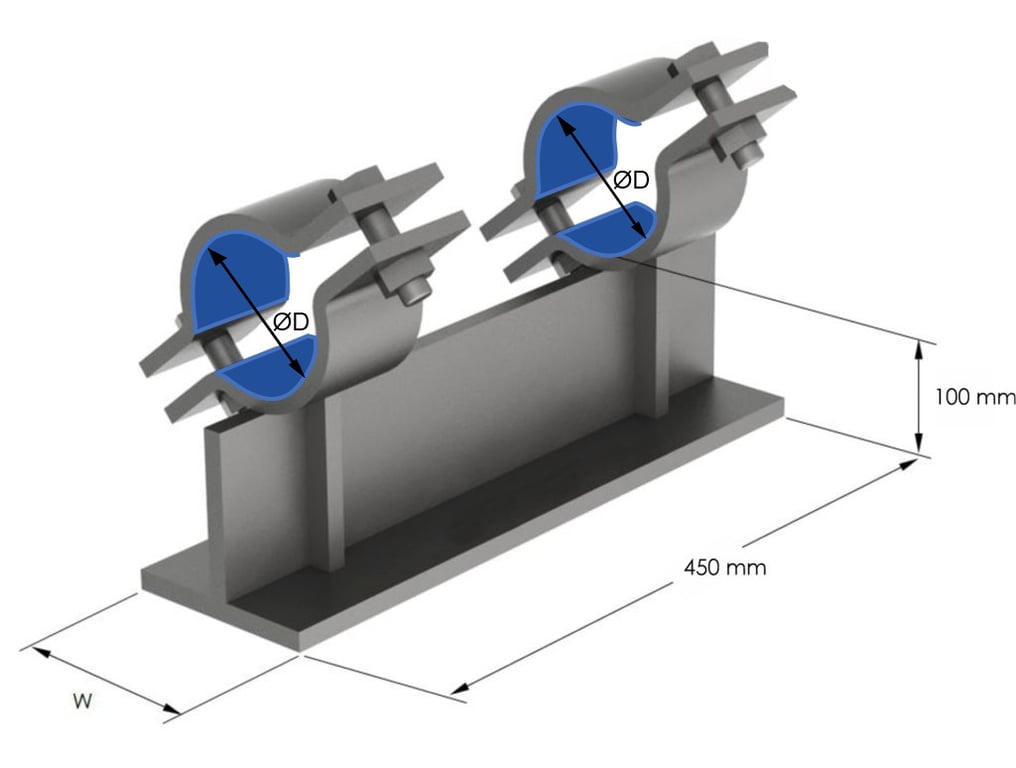 1AG595.png Image of Pipe Shoe Rigid Double Pipe Clamp Anchorage Fabricated AG595 