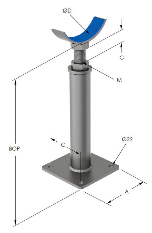1AG634.png Image of Pipe Support Height Adjustable Anchorage Cradle Mount Insulated AG634