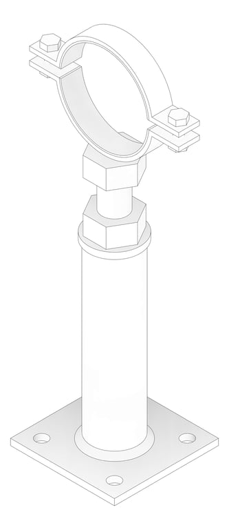 3D Documentation Image of Pipe Support Height Adjustable Anchorage Clamp Mount Insulated  AG636