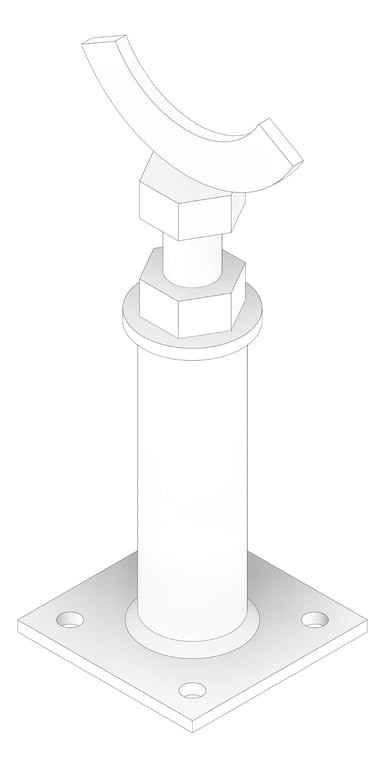 3D Documentation Image of Pipe Support Height Adjustable Anchorage Flange Mount AG632