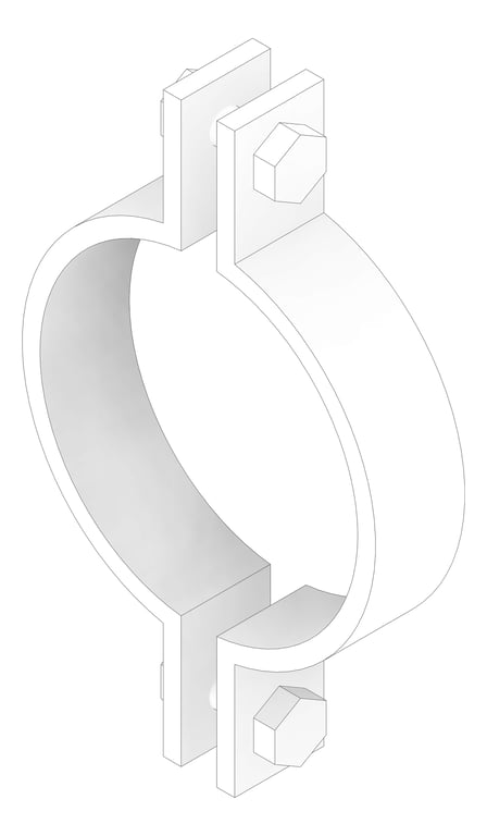 3D Documentation Image of Pipe Hanger Rigid Pipe Clamp Anchorage Heavy Duty 2 Bolt AG120