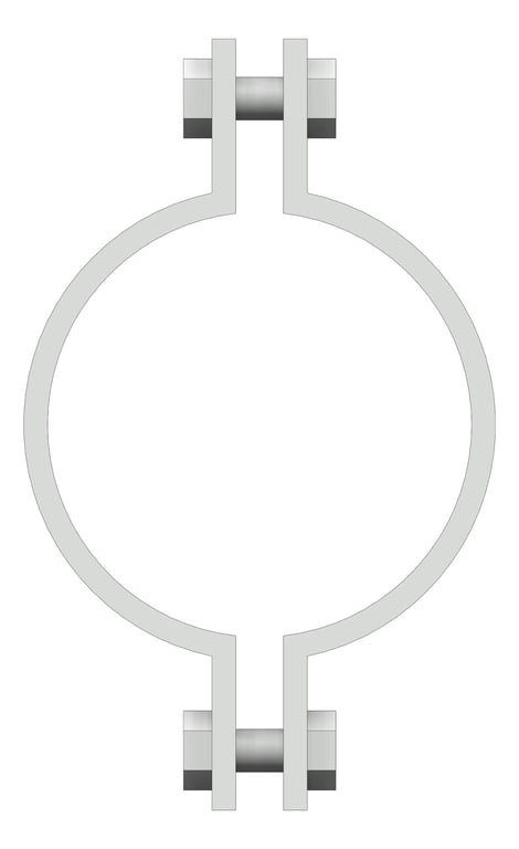 Front Image of Pipe Hanger Rigid Pipe Clamp Anchorage Heavy Duty 2 Bolt AG120