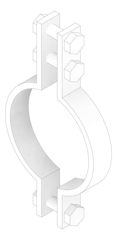 3D Documentation Image of Pipe Hanger Rigid Pipe Clamp Anchorage Heavy Duty 3 Bolt AG170