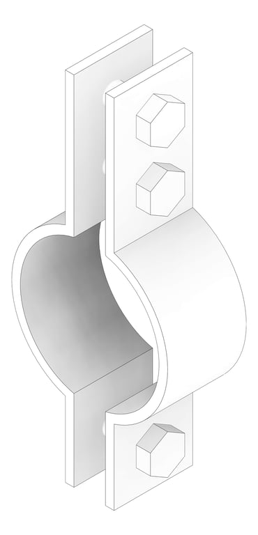 3D Documentation Image of Pipe Hanger Rigid Pipe Clamp Anchorage High Temp 3 Bolt AG190