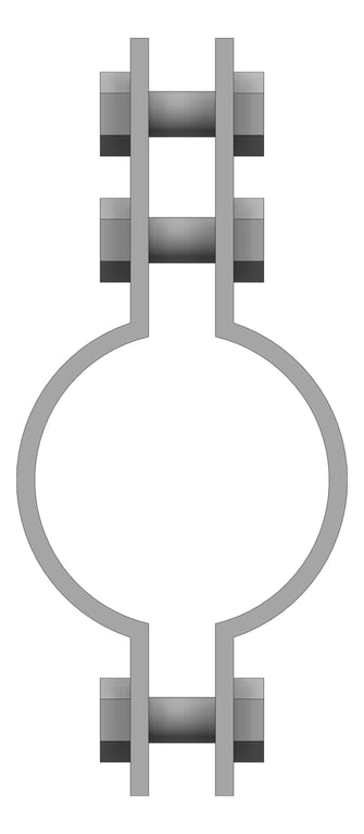 Front Image of Pipe Hanger Rigid Pipe Clamp Anchorage High Temp 3 Bolt AG190