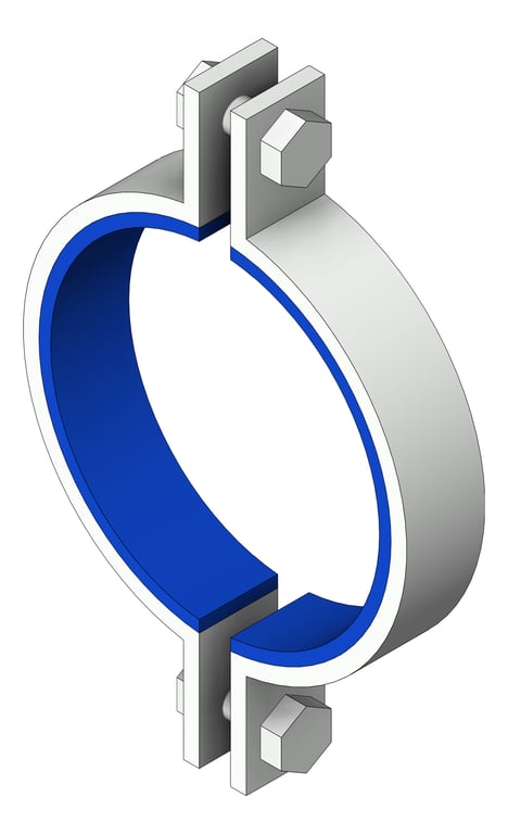 Navigate to Pipe Hanger Rigid Pipe Clamp Anchorage Insulated 2 Bolt AG130