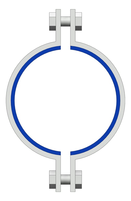 Front Image of Pipe Hanger Rigid Pipe Clamp Anchorage Insulated 2 Bolt AG130