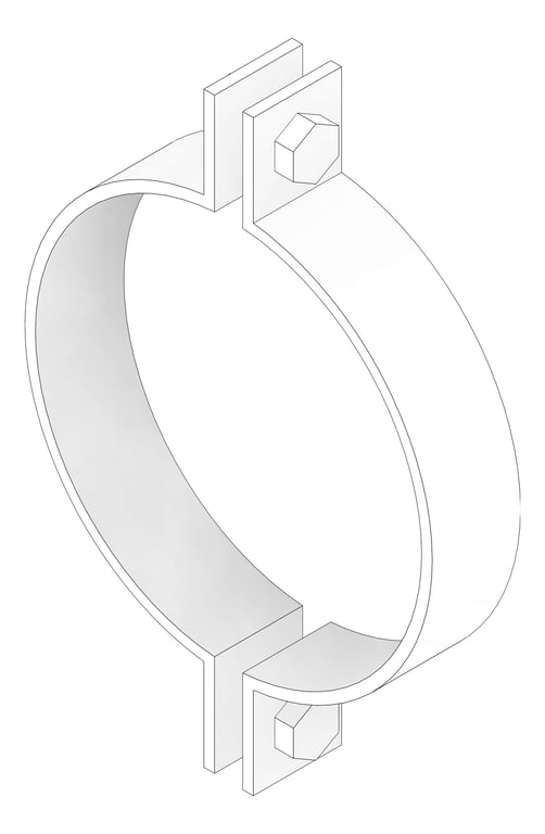3D Documentation Image of Pipe Hanger Rigid Pipe Clamp Anchorage Light Duty 2 Bolt AG100