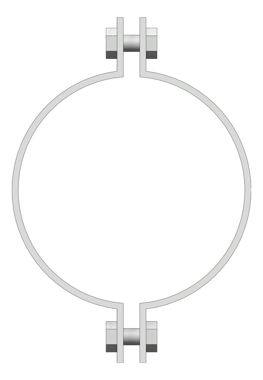 Front Image of Pipe Hanger Rigid Pipe Clamp Anchorage Light Duty 2 Bolt AG100