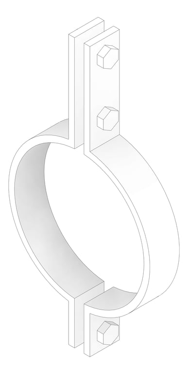 3D Documentation Image of Pipe Hanger Rigid Pipe Clamp Anchorage Medium Duty 3 Bolt AG160
