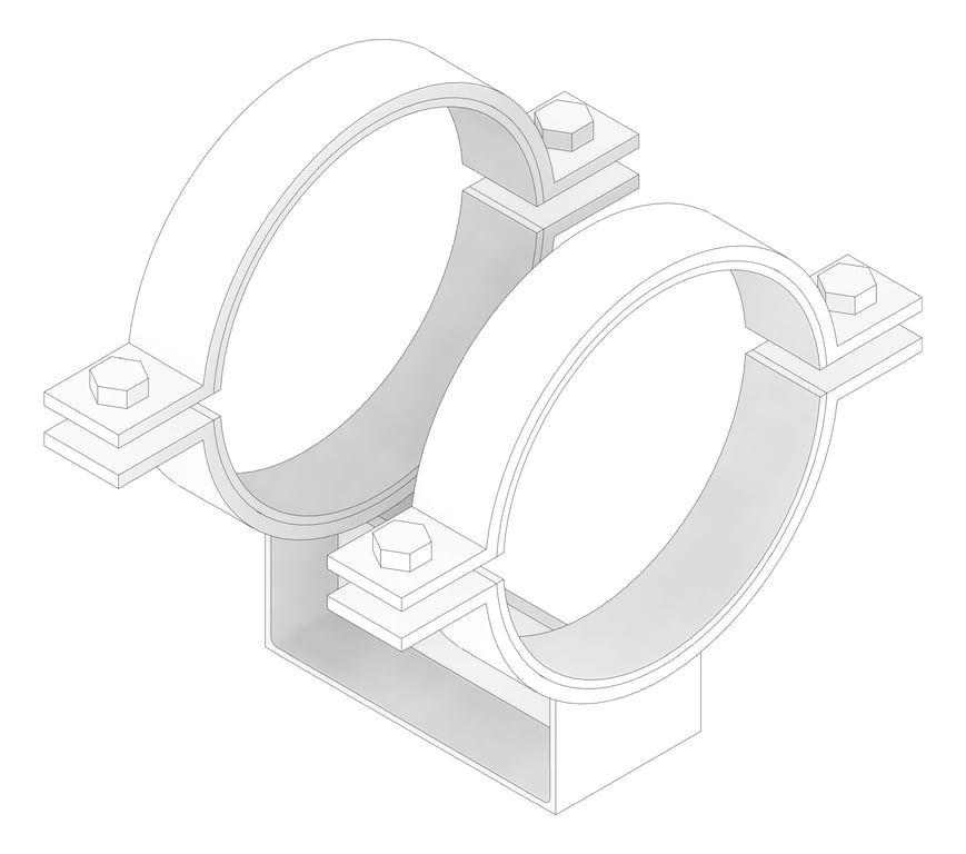 3D Documentation Image of Pipe Shoe Rigid Double Pipe Clamp Anchorage Insulated AG590