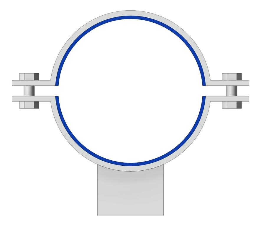 Left Image of Pipe Shoe Rigid Double Pipe Clamp Anchorage Insulated AG590