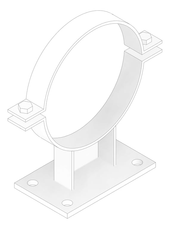 3D Documentation Image of Pipe Shoe Rigid Anchorage Compact Single Pipe Clamp Support AG565