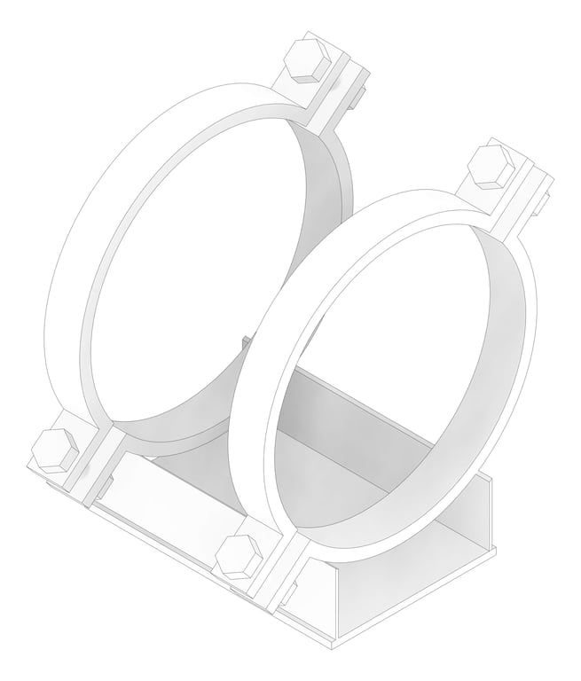 3D Documentation Image of Pipe Shoe Rigid Anchorage Double Pipe Clamp Anchorage AG560