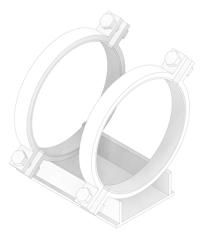 3D Documentation Image of Pipe Shoe Rigid Double Pipe Clamp Anchorage Fabricated AG595 