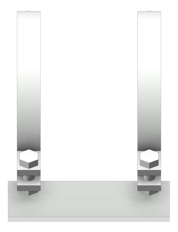 Front Image of Pipe Shoe Rigid Double Pipe Clamp Anchorage Fabricated AG595 