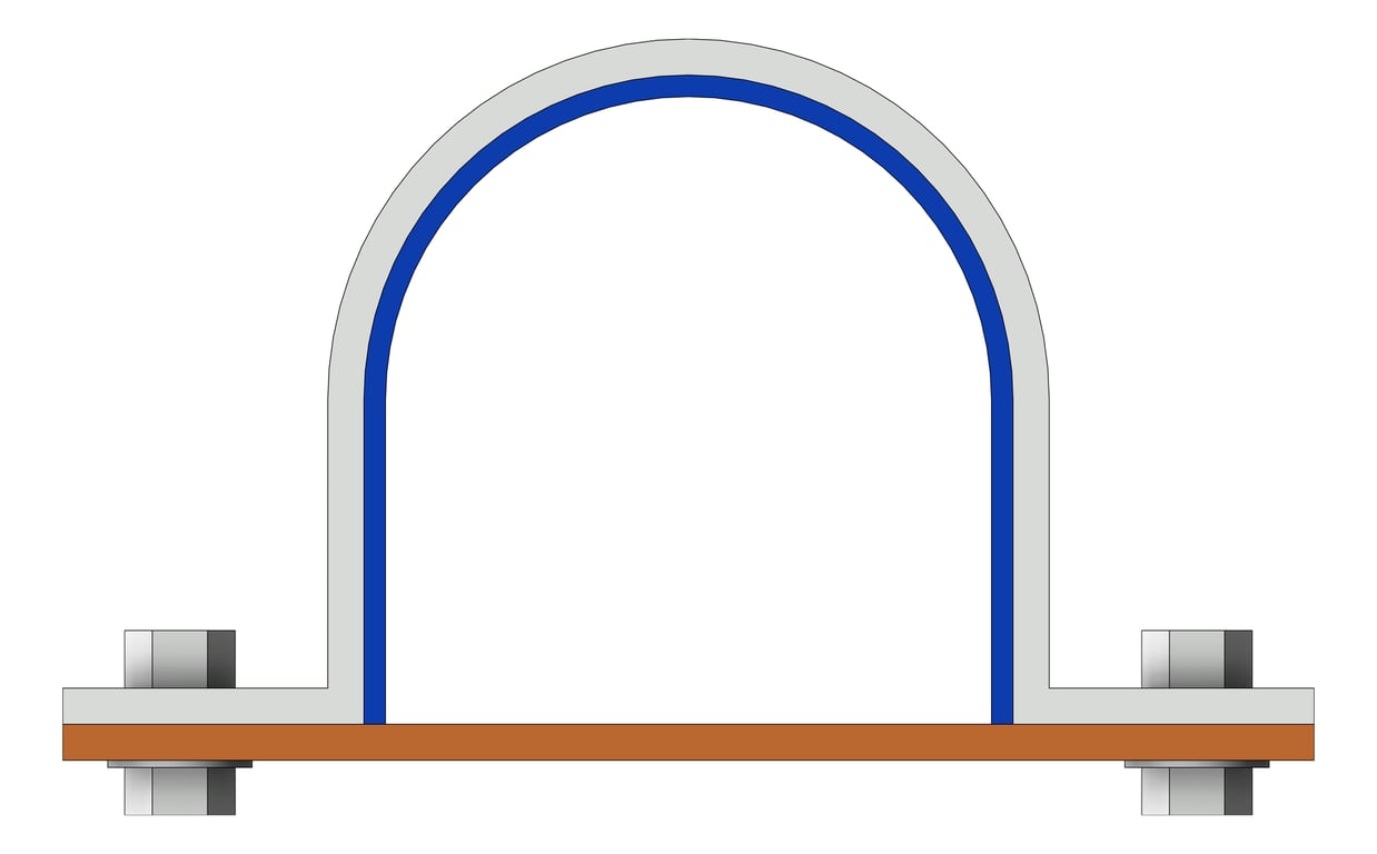 Front Image of Insulated Saddle Clamp Anchorage Rigid Pipe Clamp AG440