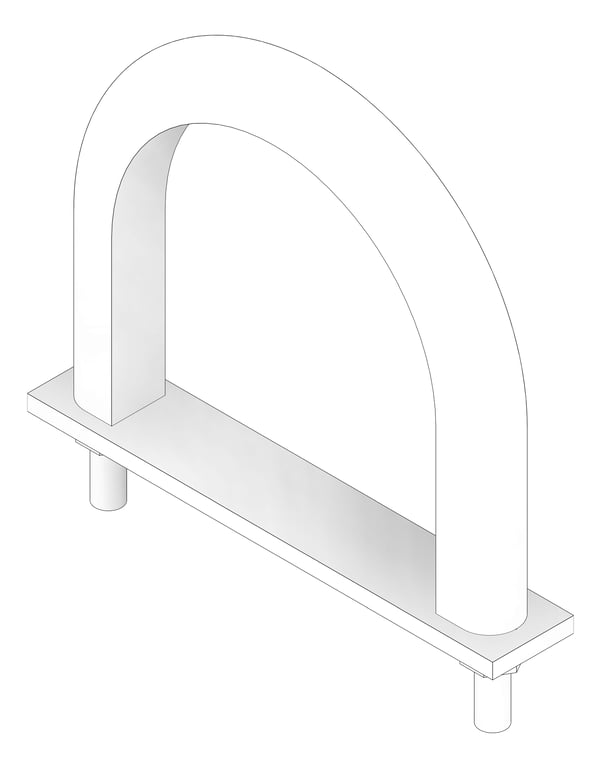 3D Documentation Image of Pipe Clamp Rigid Anchorage U-bolt Insulated for HDPE AG495