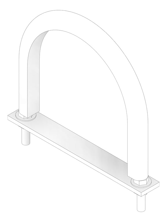 3D Documentation Image of Pipe Guide Rigid Anchorage U-bolt Teflon Insulated AG510