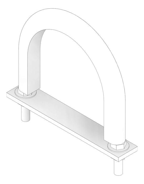 3D Documentation Image of Pipe Guide Rigid Anchorage U-bolt Insulated for HDPE AG515