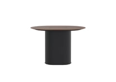 AspectFurniture_Atlas_Pill_FH_Leaner_1200W x 1600L_4P_Walnut_Mannex Black.jpg Image of Table Pill AspectFurniture Atlas 4Person