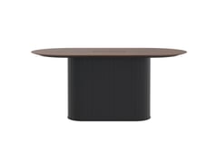 AspectFurniture_Atlas_Pill_FH_Leaner_1200W x 2400L_8P_Walnut_Mannex Black.jpg Image of Table Pill AspectFurniture Atlas 8Person
