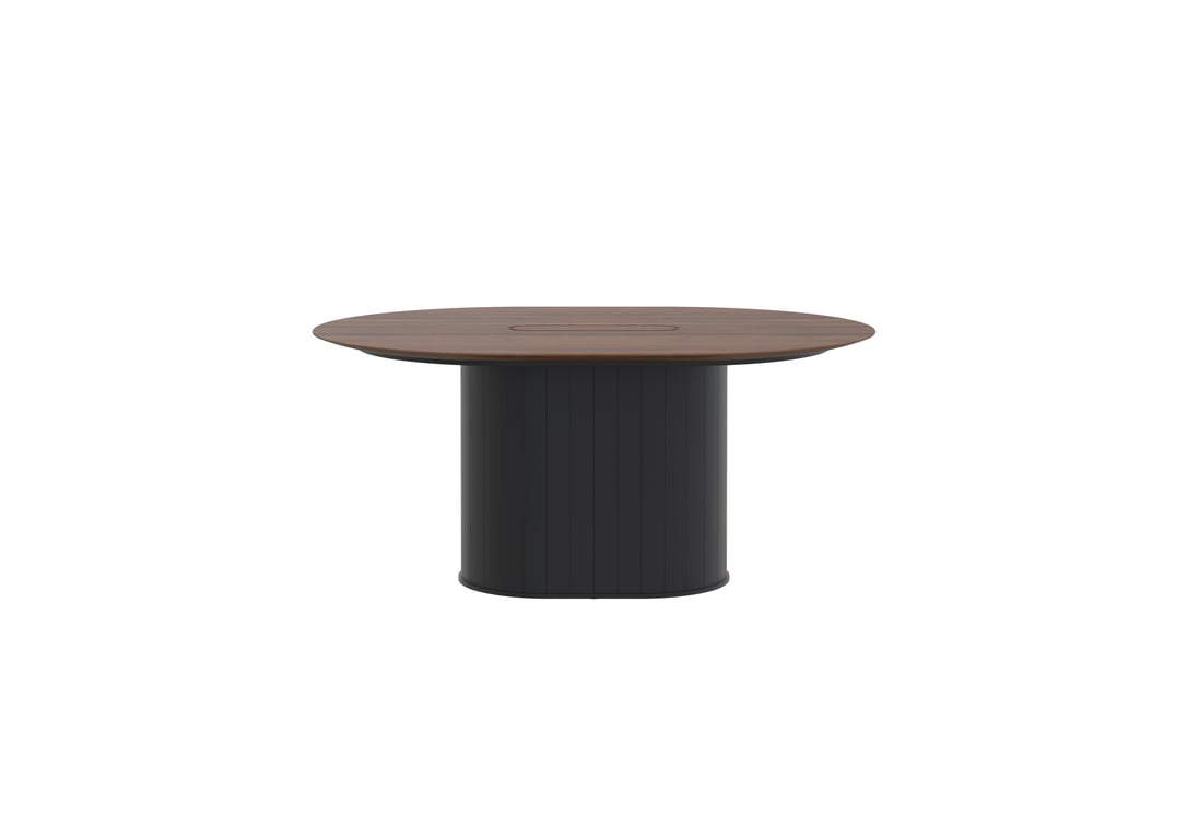 AspectFurniture_Atlas_Pill_FH_Table_1200W x 1600L_4P_Walnut_Mannex Black.jpg Image of Table Pill AspectFurniture Atlas 4Person