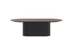 AspectFurniture_Atlas_Pill_FH_Table_1200W x 2400L_8P_Walnut_Mannex Black.jpg Image of Table Pill AspectFurniture Atlas 8Person