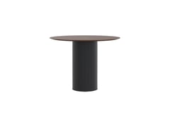 AspectFurniture_Atlas_Round_FH_Leaner_1400D_5P_Walnut_Mannex Black.jpg Image of Table Round AspectFurniture Atlas 5Person