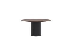 AspectFurniture_Atlas_Round_FH_Table_1400D_5P_Walnut_Mannex Black.jpg Image of Table Round AspectFurniture Atlas 5Person