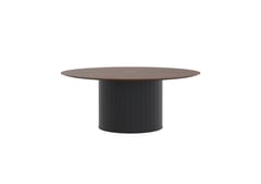AspectFurniture_Atlas_Round_FH_Table_1800D_8P_Walnut_Mannex Black.jpg Image of Table Round AspectFurniture Atlas 8Person