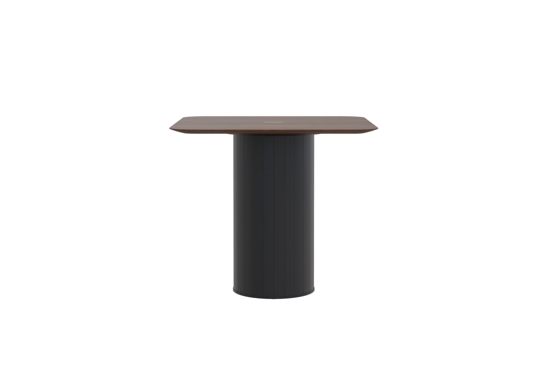 AspectFurniture_Atlas_Square_FH_Leaner_1200x1200_4P_Walnut_Mannex Black.jpg Image of Table Square AspectFurniture Atlas 4Person