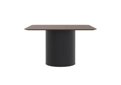 AspectFurniture_Atlas_Square_FH_Leaner_1800x1800_8P_Walnut_Mannex Black.jpg Image of Table Square AspectFurniture Atlas 8Person
