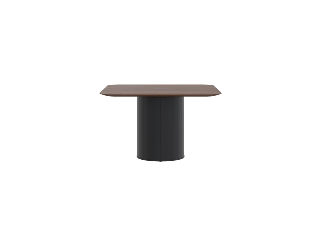 AspectFurniture_Atlas_Square_FH_Table_1200x1200_4P_Walnut_Mannex Black.jpg Image of Table Square AspectFurniture Atlas 4Person