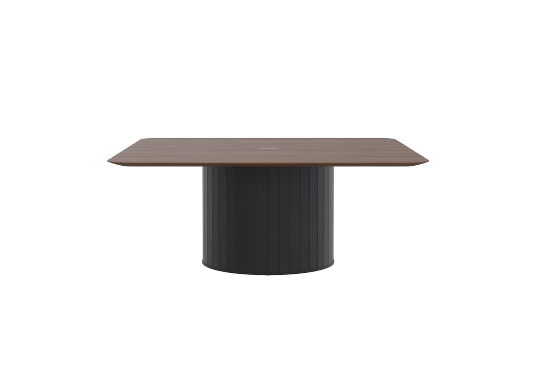 AspectFurniture_Atlas_Square_FH_Table_1800x1800_8P_Walnut_Mannex Black.jpg Image of Table Square AspectFurniture Atlas 8Person