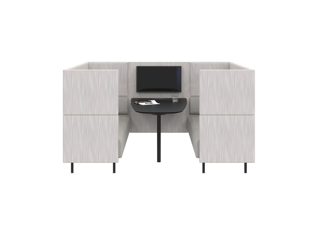 AspectFurniture_Forum_Booth_6P_HB_Steel Legs_Kvadrat Lila.5997.jpg Image of OfficePod Workspace AspectFurniture Forum SixSeaterBooth HighBack