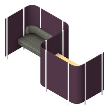 3D Presentation Image of OfficePod Workspace AspectFurniture Habitat Open SideToSide Seat
