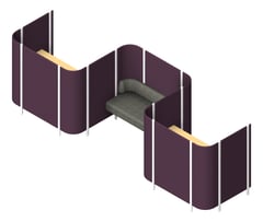 3D Presentation Image of OfficePod Workspace AspectFurniture Habitat Open SideToSide Seat ThreeBay