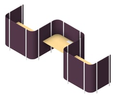3D Presentation Image of OfficePod Workspace AspectFurniture Habitat Open SideToSide ThreeBay