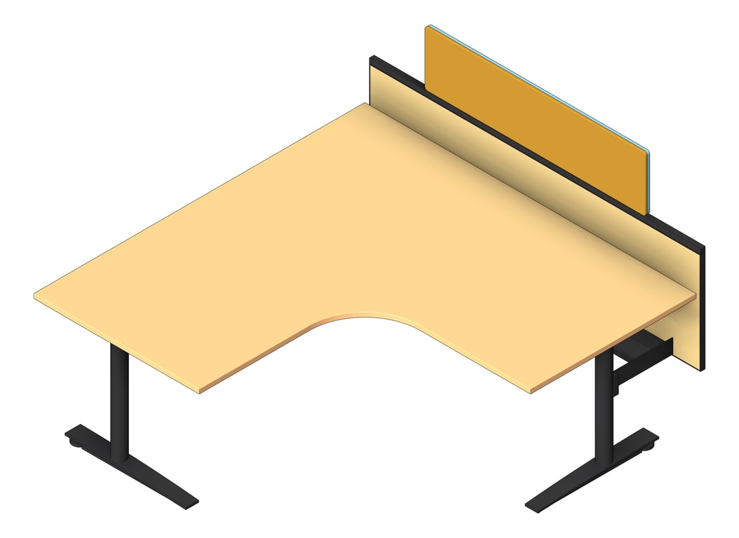 3D Shaded Image of Desk Single AspectFurniture Zurich 90Deg FixedHeight