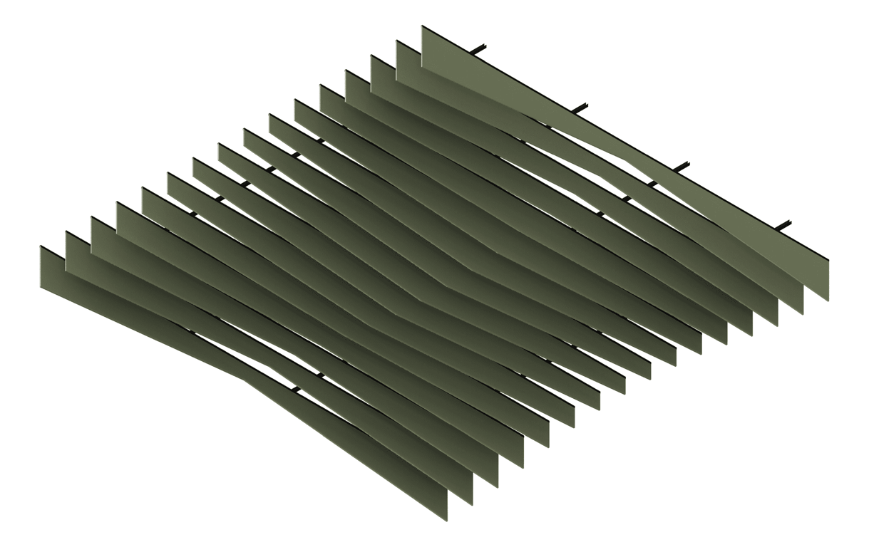 3D Presentation Image of CeilingBaffles Acoustic AutexNZ Frontier Fin Sierra