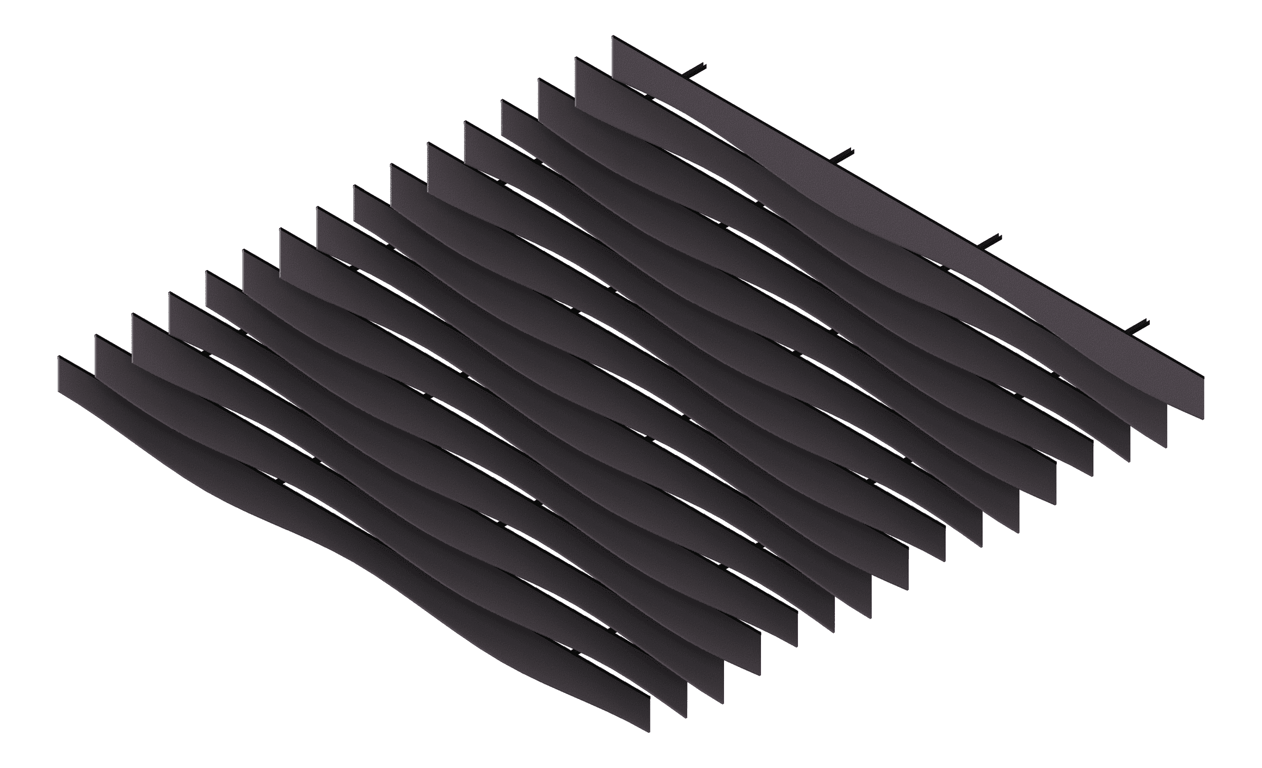 3D Presentation Image of CeilingBaffles Acoustic AutexUK Frontier Fin Talus