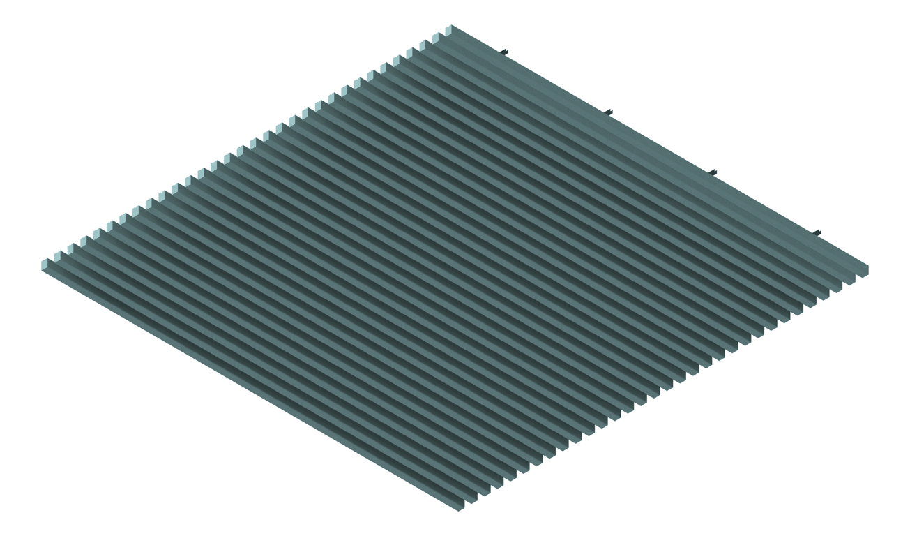 3D Presentation Image of CeilingBaffles Acoustic AutexUK Frontier Raft Beam